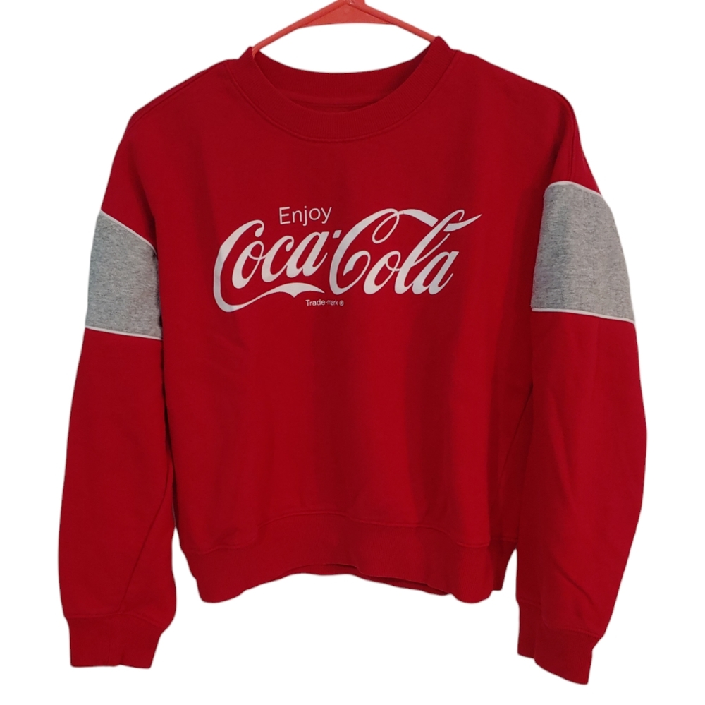 COCA-COLA Red Logo Crewneck Sweatshirt with Grey Accents Size Small